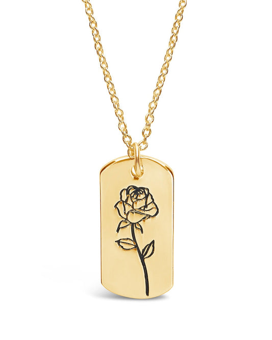 Birth Flower Pendant Necklace Sterling Forever Gold June / Rose 