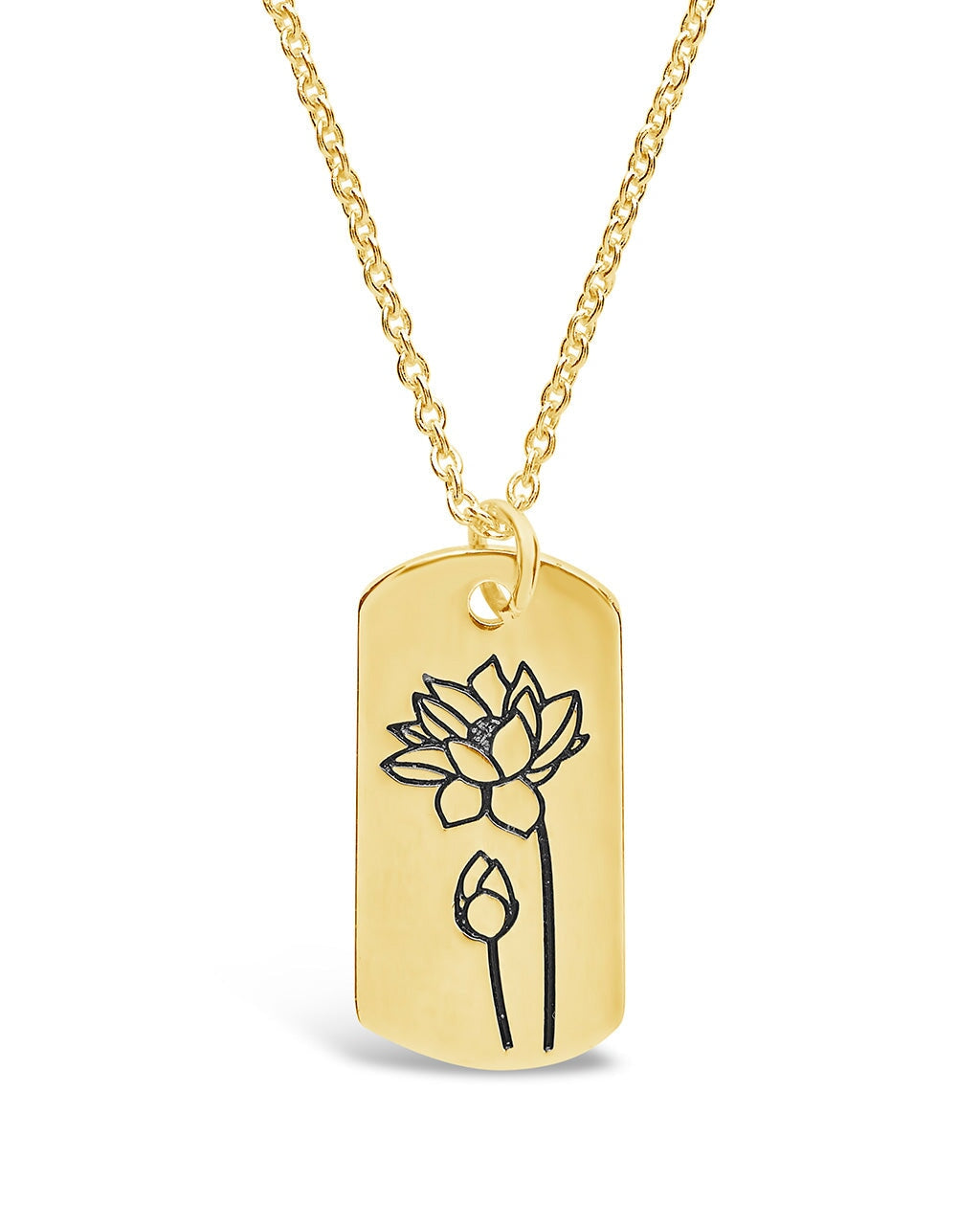 Birth Flower Pendant Necklace Sterling Forever Gold July / Water Lily 