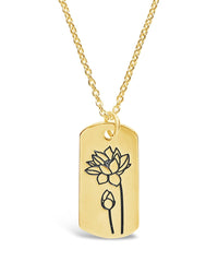 Birth Flower Pendant Necklace Sterling Forever Gold July / Water Lily 