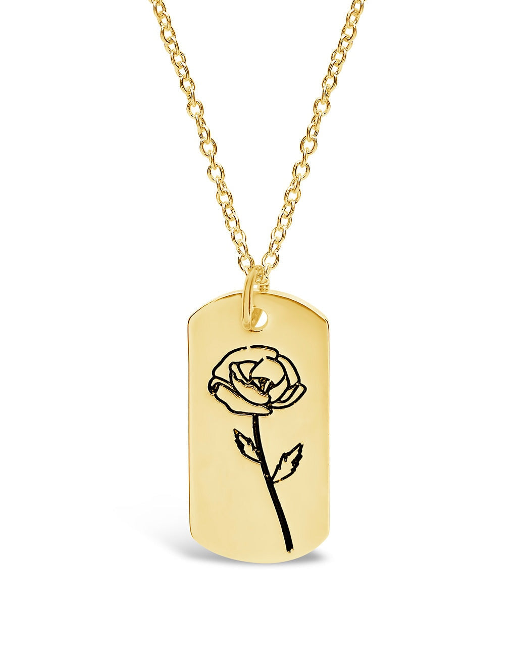 Birth Flower Pendant Necklace Sterling Forever Gold August / Poppy 