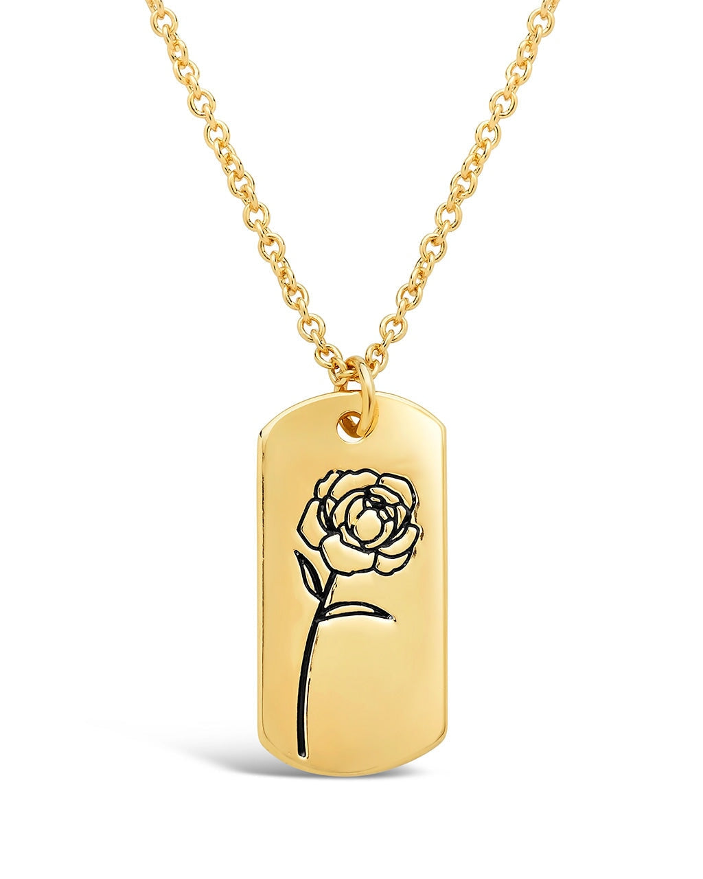 Birth Flower Pendant Necklace Sterling Forever Gold September / Peony 