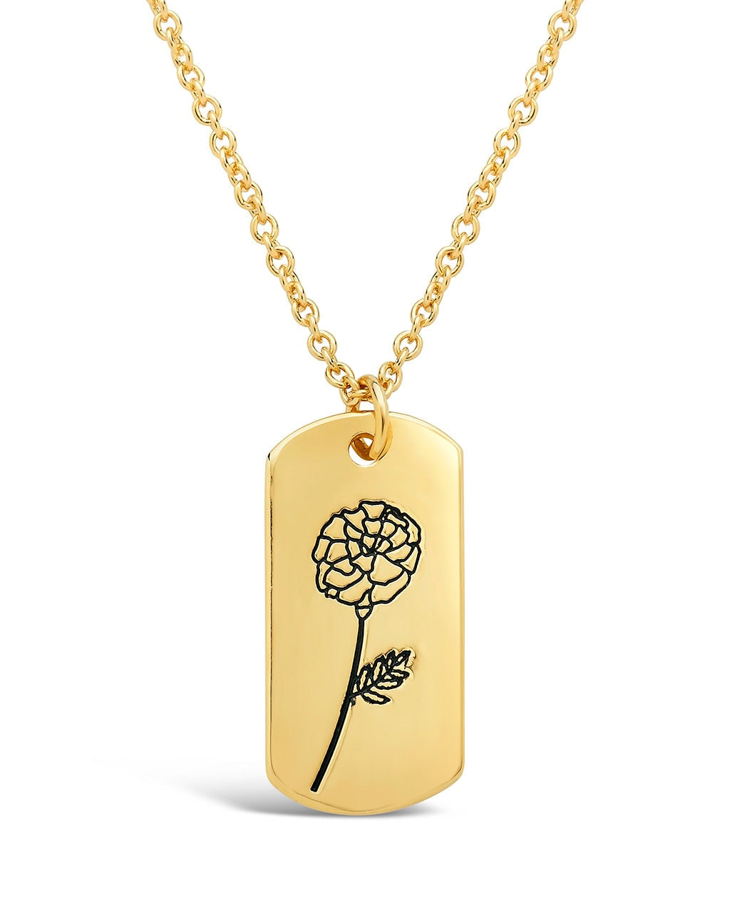Birth Flower Pendant Necklace Sterling Forever Gold October / Marigold 