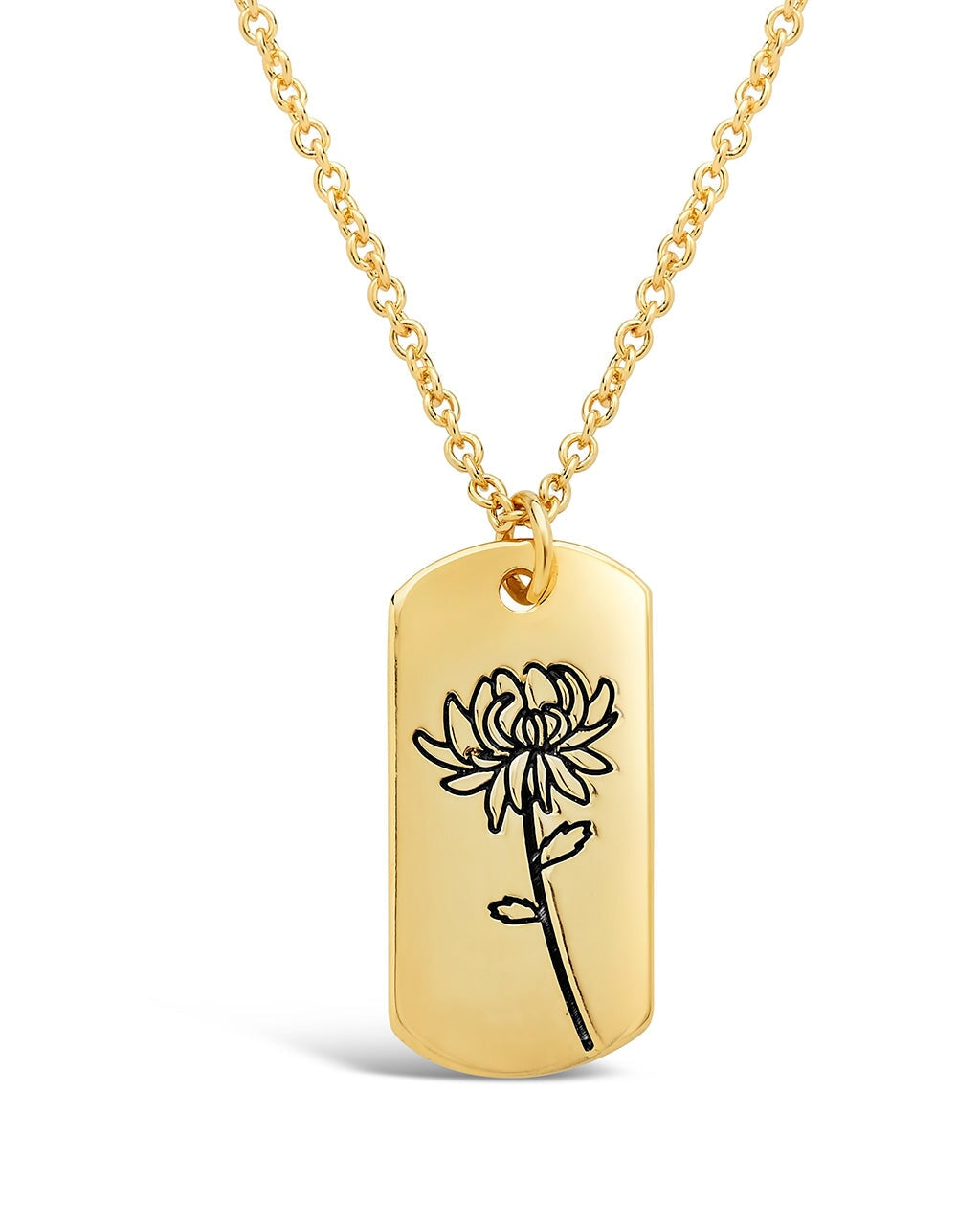 Birth Flower Pendant Necklace Sterling Forever Gold November / Chrysanthemum 