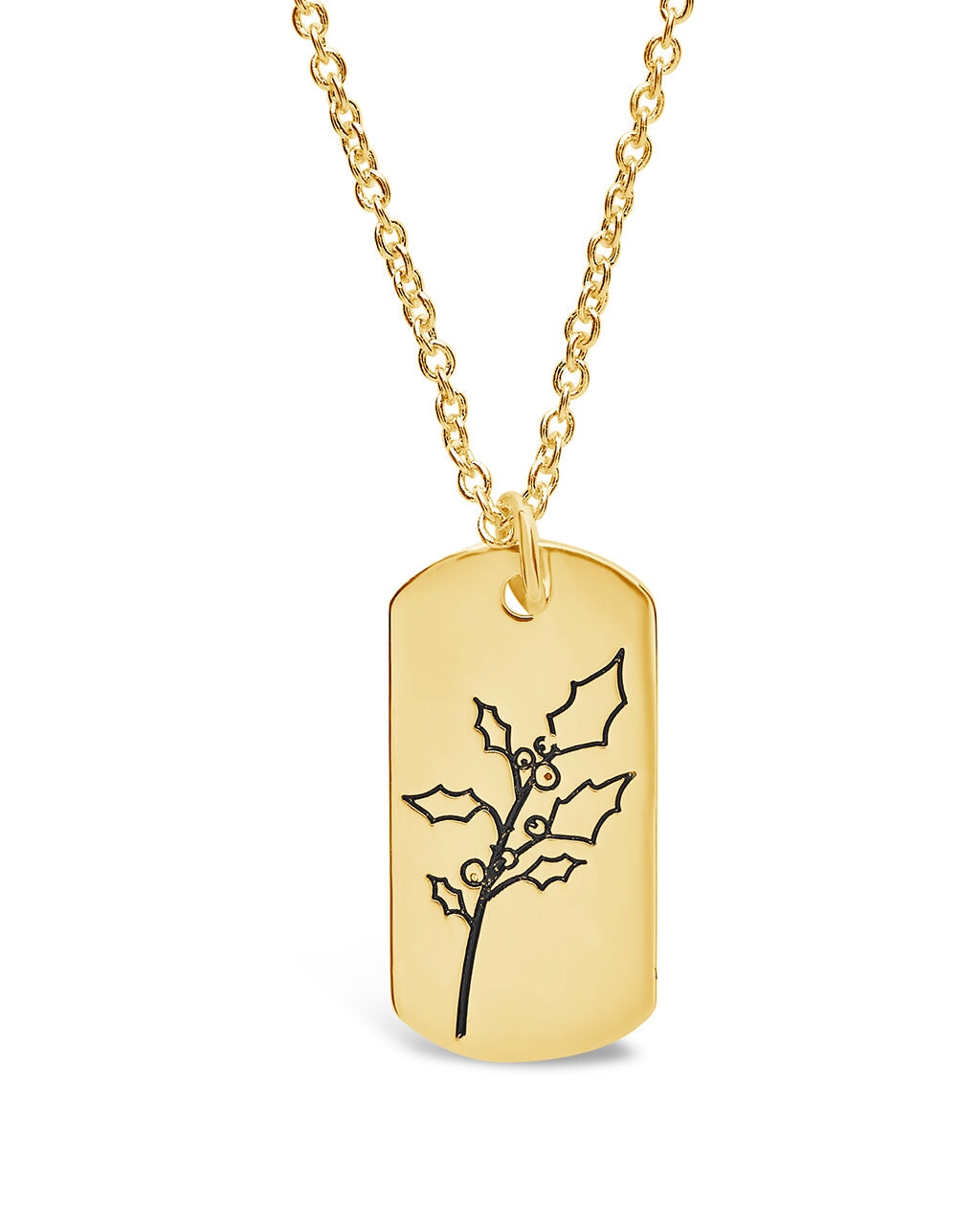 Birth Flower Pendant Necklace Sterling Forever Gold December / Holly 