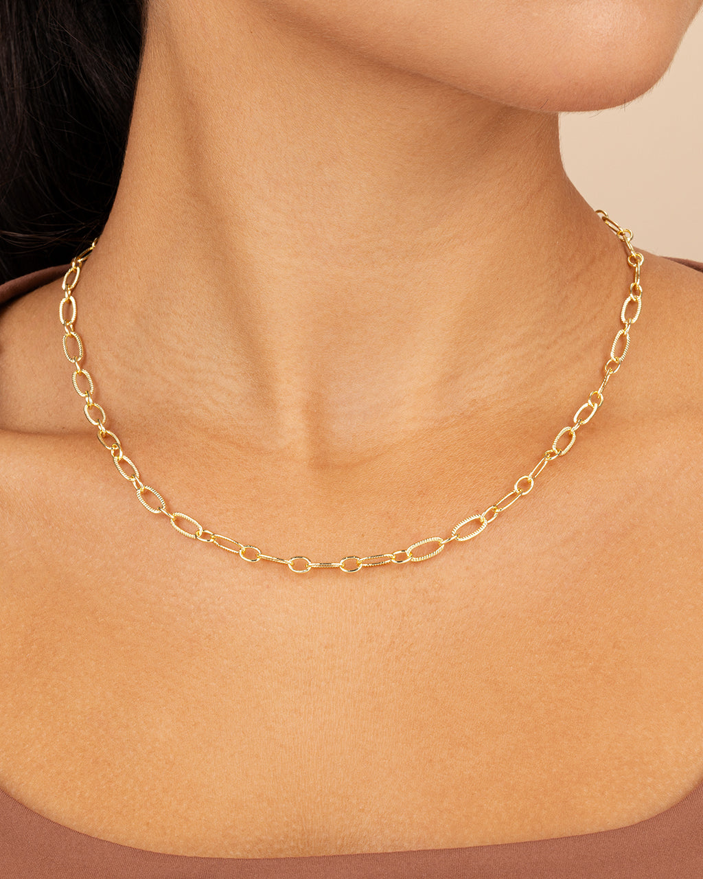 Textured Oval Link Chain