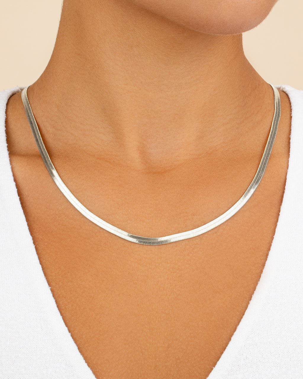 Sterling Silver Herringbone Chain, Gold / 20"
