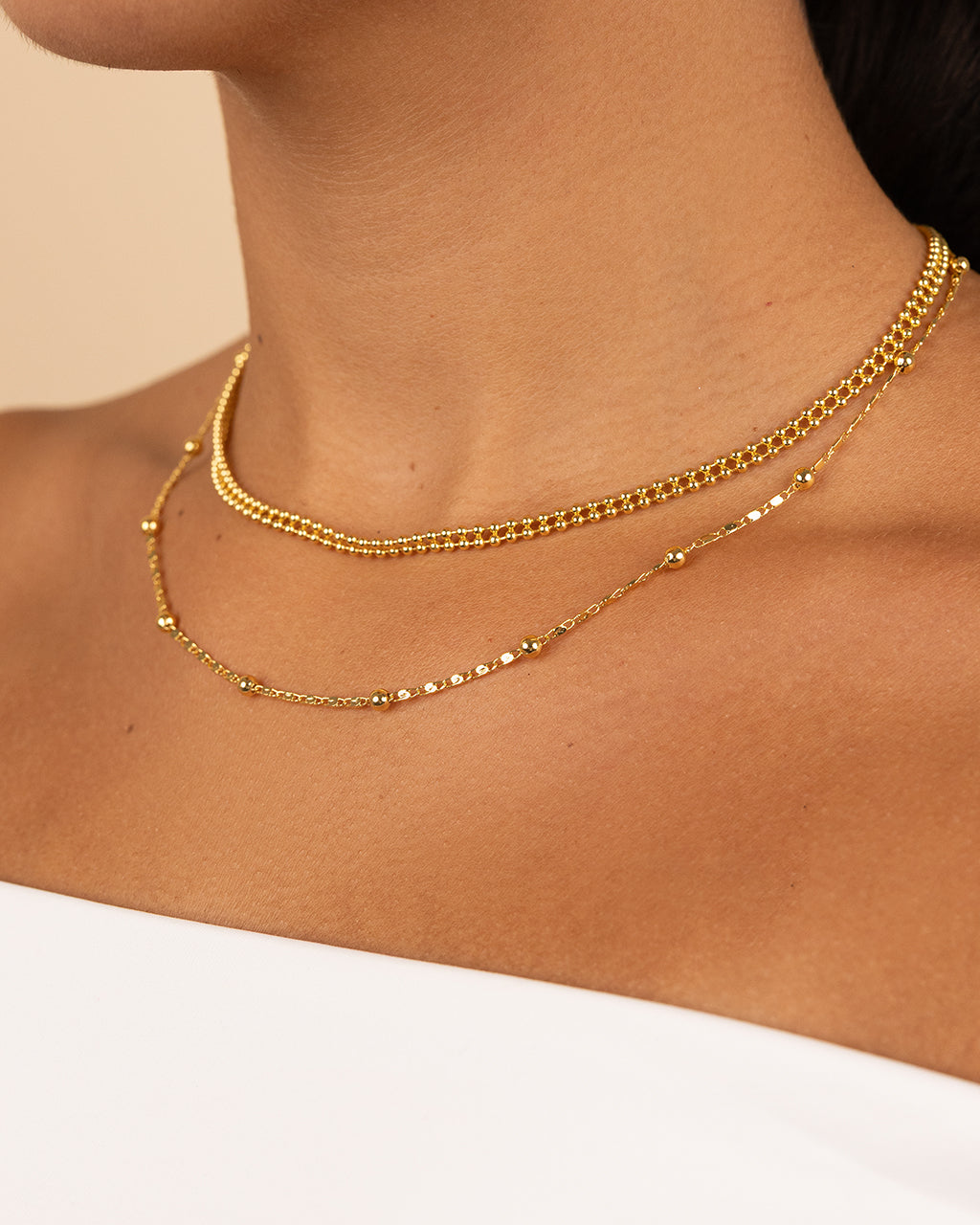 Layered Beaded Chain Necklace