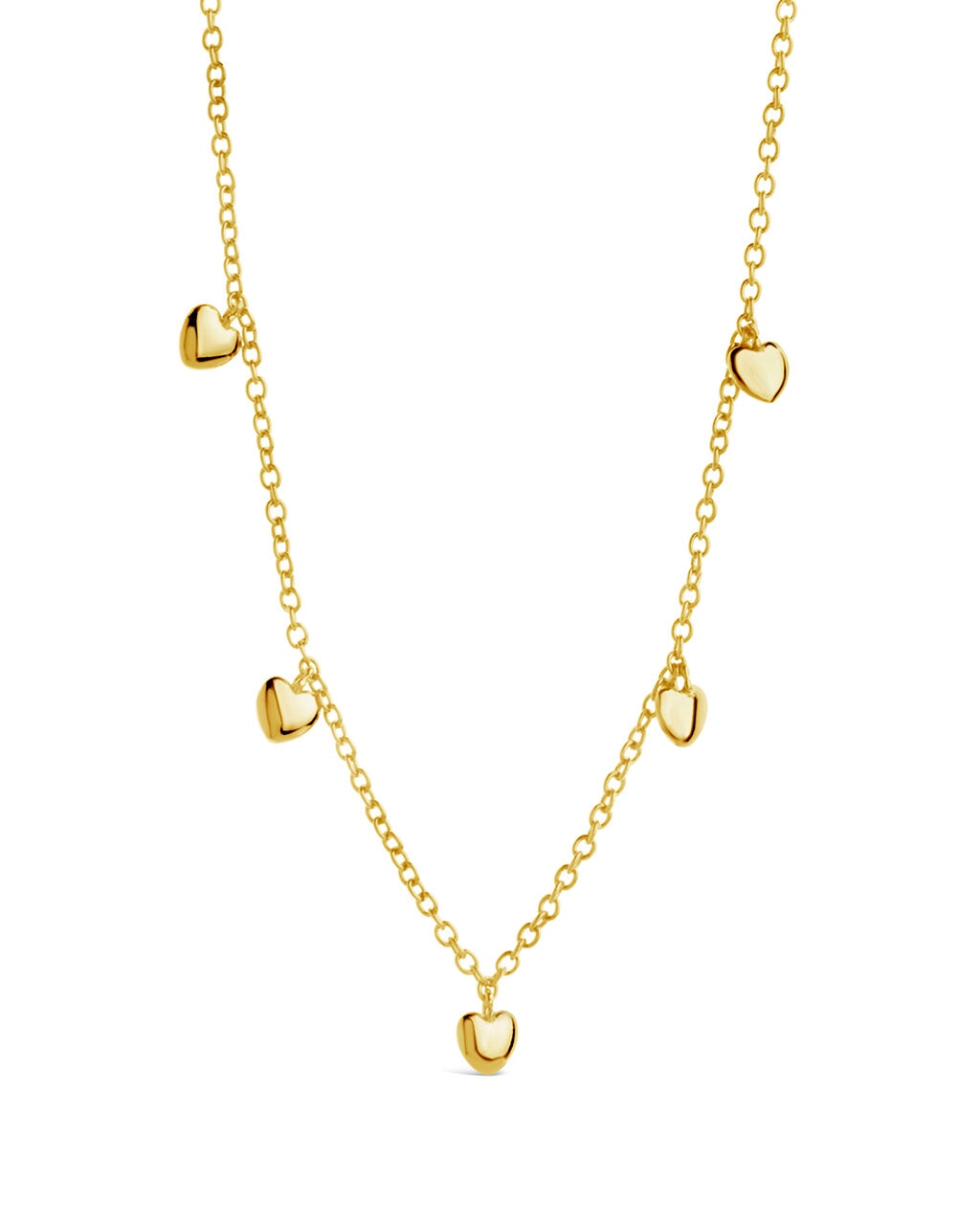Stationed Heart Charm Necklace Necklace Sterling Forever Gold 