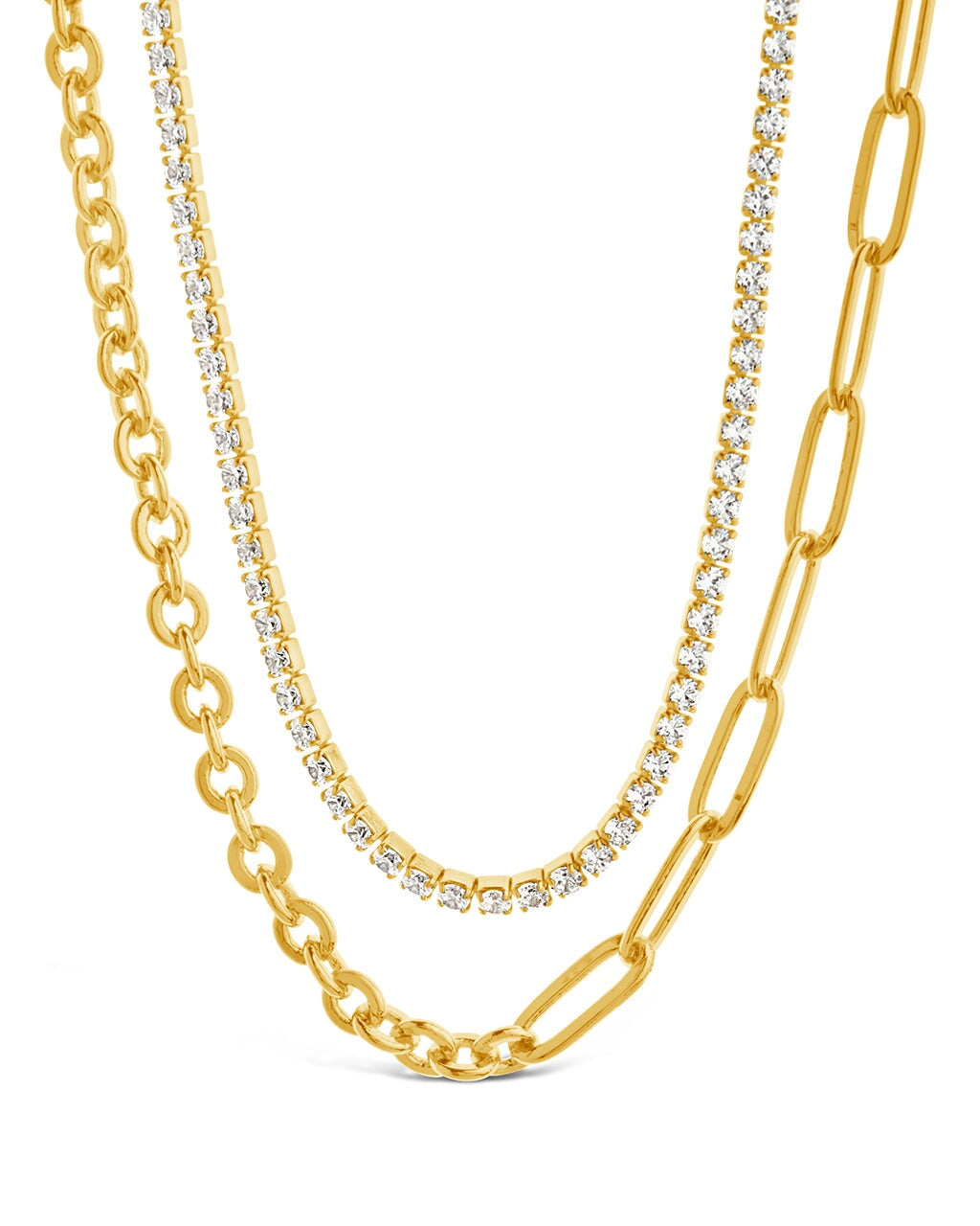Collins CZ Layered Chain Necklace Necklace Sterling Forever Gold 