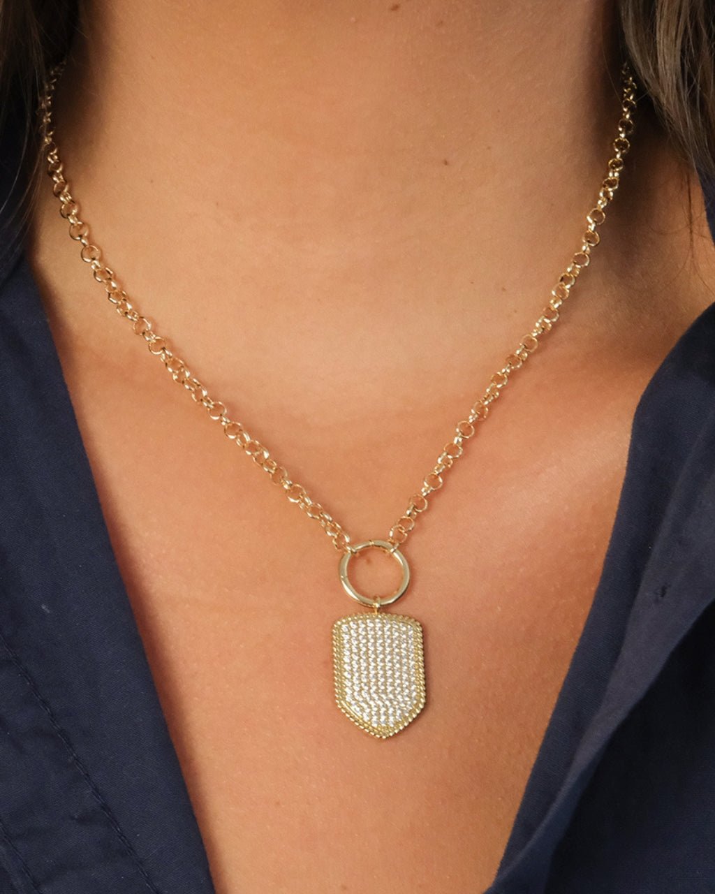 CZ Shield Charm - Sterling Forever