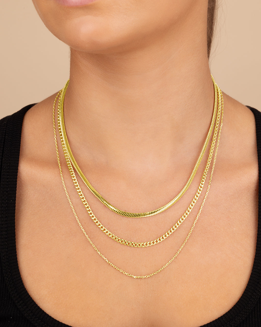 Brenna Triple Layered Chain Necklace
