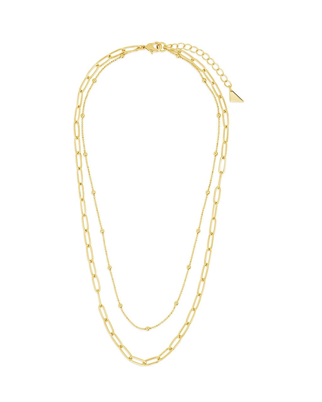 Leah Beaded & Paperclip Layered Chain Necklace - Sterling Forever