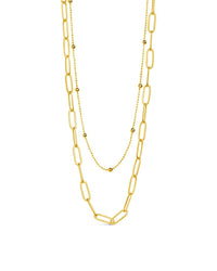 Leah Beaded & Paperclip Layered Chain Necklace - Sterling Forever