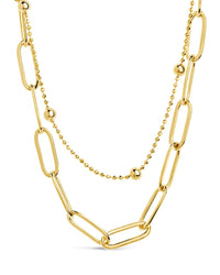 Leah Beaded & Paperclip Layered Chain Necklace - Sterling Forever
