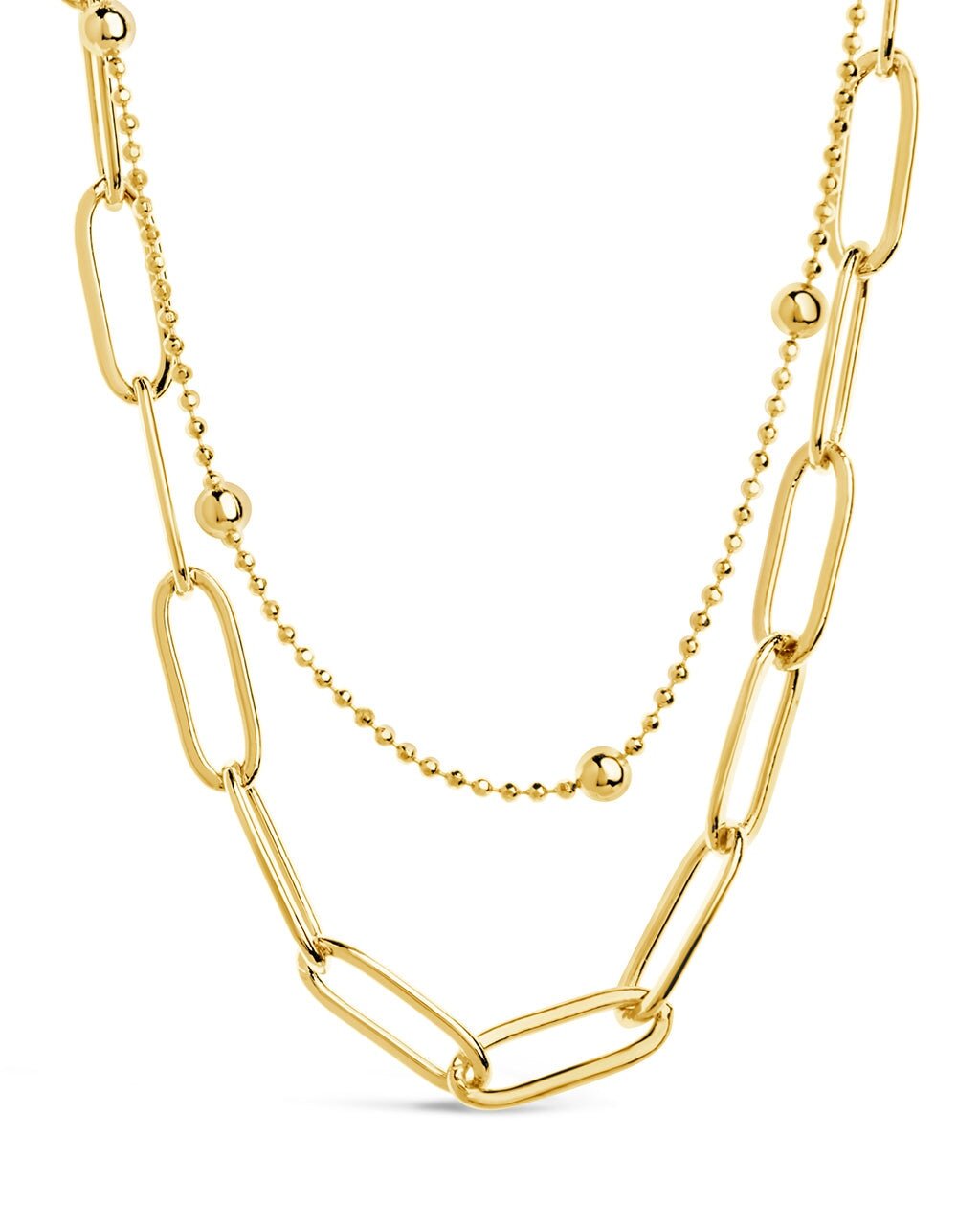 Leah Beaded & Paperclip Layered Chain Necklace - Sterling Forever