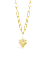 Paperclip Beating Heart Pendant Necklace