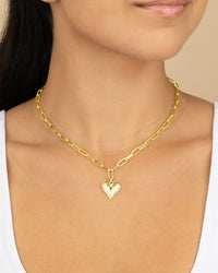 Paperclip Beating Heart Pendant Necklace - Sterling Forever