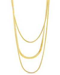 Everly Layered Herringbone Chain Necklace - Sterling Forever