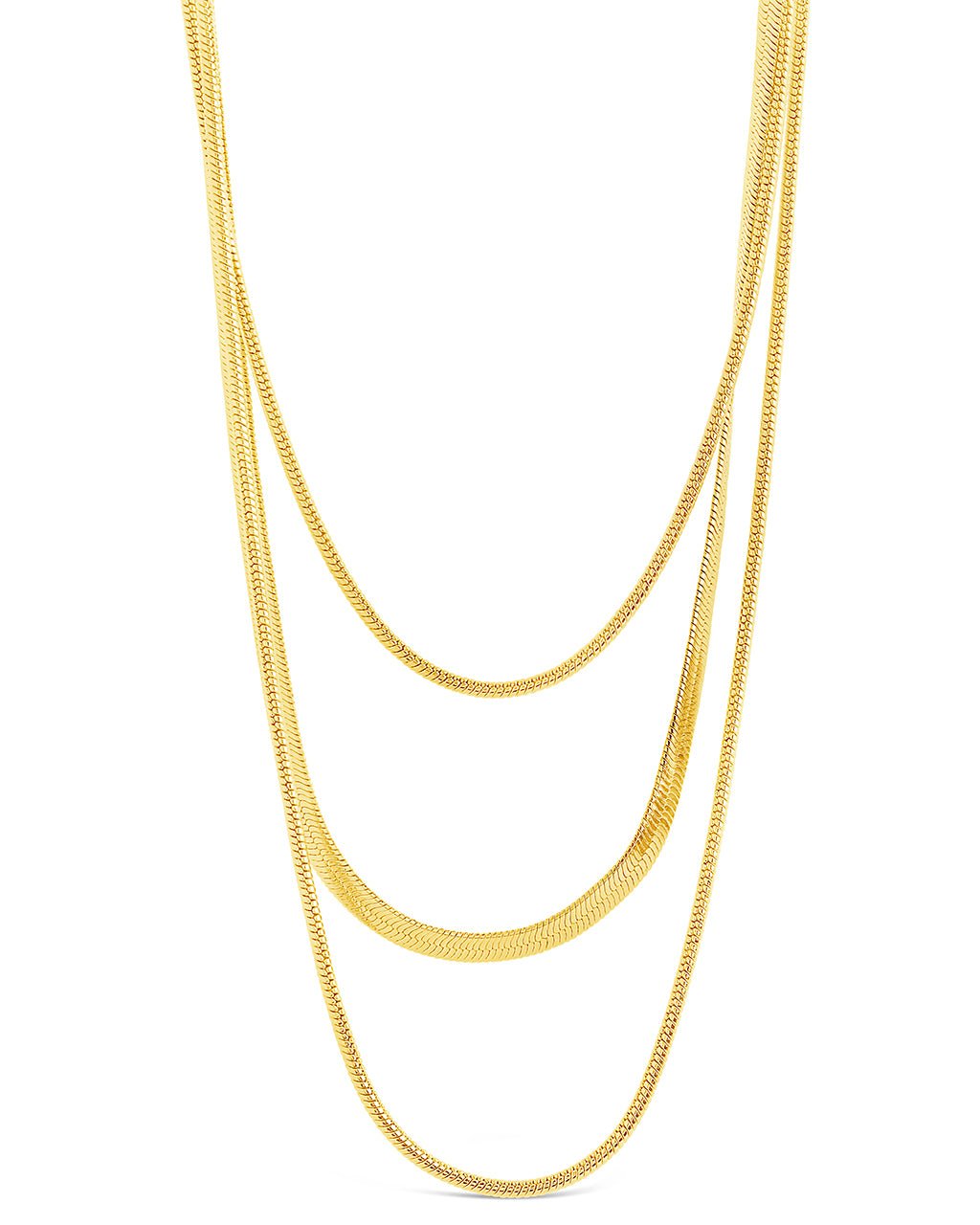 Everly Layered Herringbone Chain Necklace - Sterling Forever