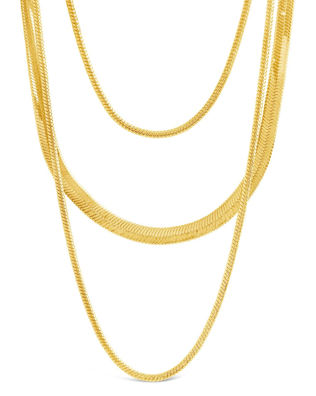 Everly Layered Herringbone Chain Necklace - Sterling Forever