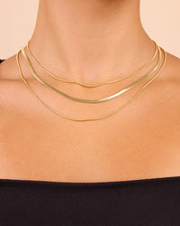 Everly Layered Herringbone Chain Necklace - Sterling Forever