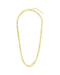 Emery Paperclip & Curb Chain Layered Necklace - Sterling Forever