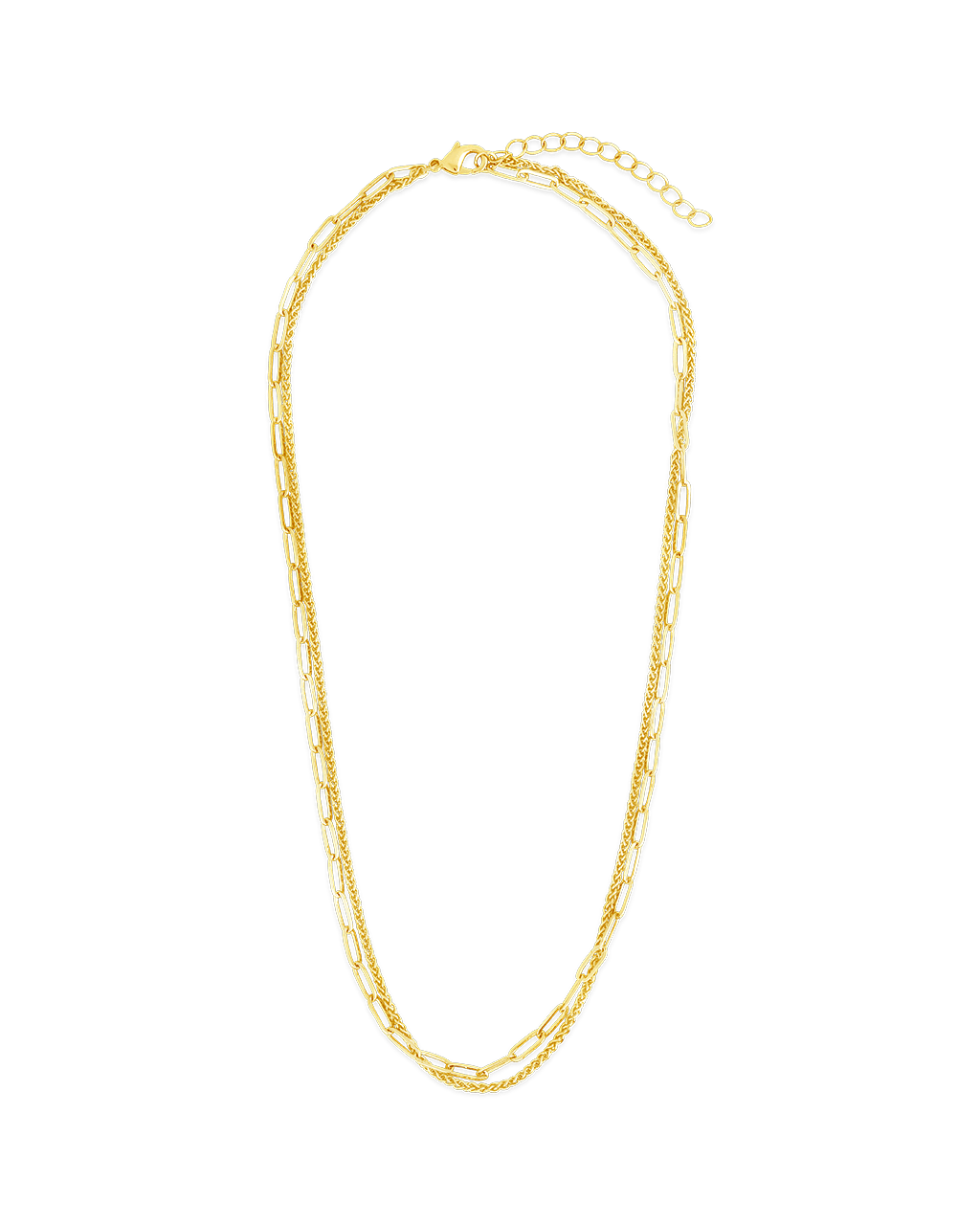 Emery Paperclip & Curb Chain Layered Necklace - Sterling Forever