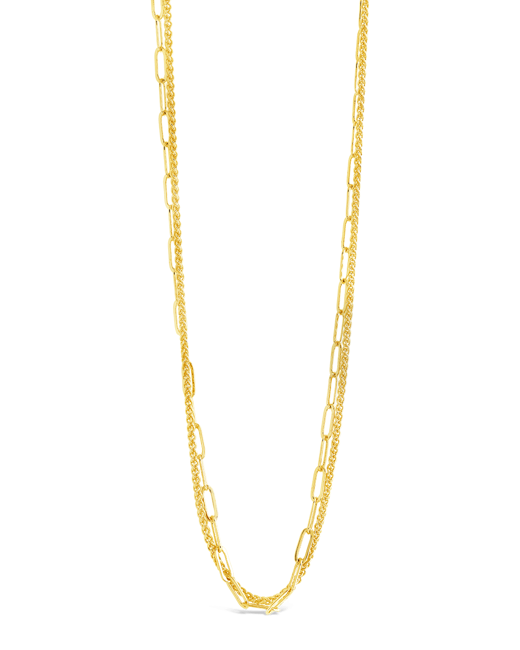 Emery Paperclip & Curb Chain Layered Necklace - Sterling Forever