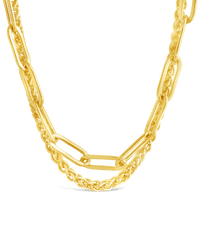 Emery Paperclip & Curb Chain Layered Necklace - Sterling Forever