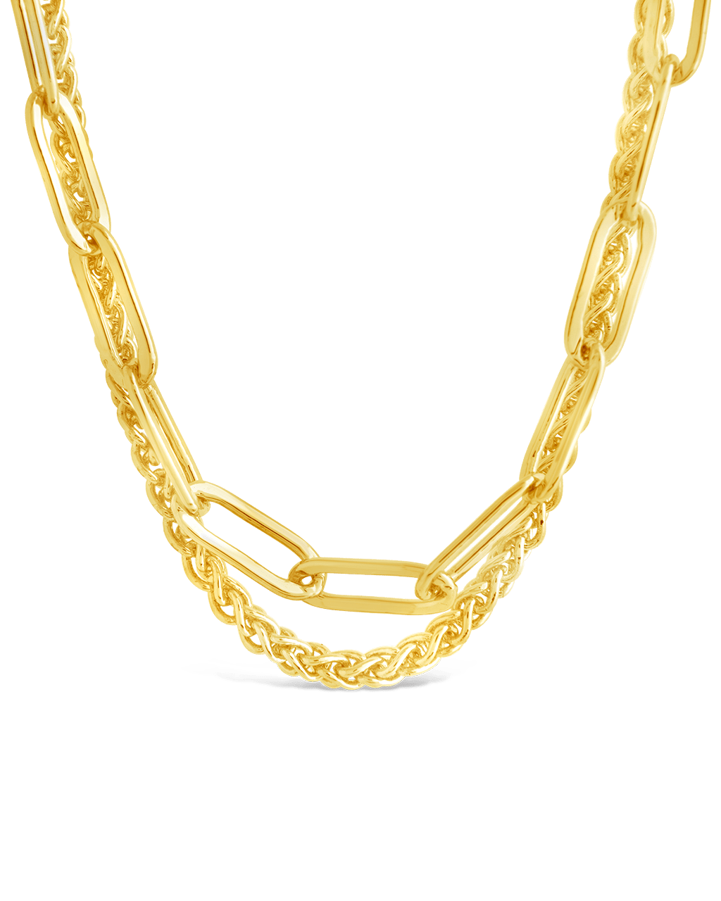 Emery Paperclip & Curb Chain Layered Necklace - Sterling Forever