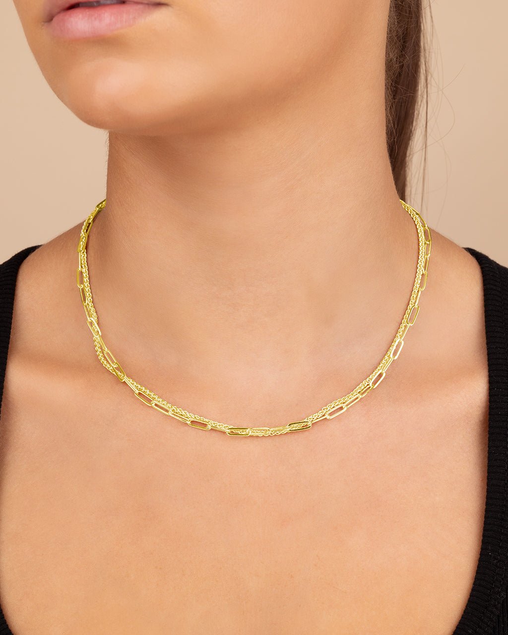 Emery Paperclip & Curb Chain Layered Necklace - Sterling Forever