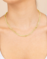 Emery Paperclip & Curb Chain Layered Necklace - Sterling Forever