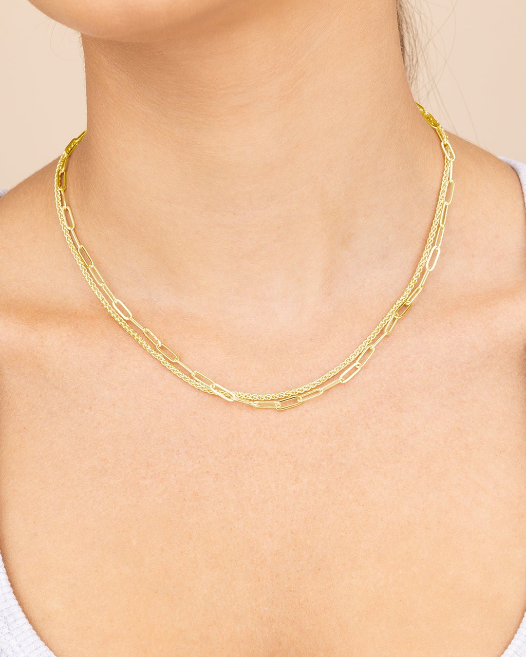 Emery Paperclip & Curb Chain Layered Necklace - Sterling Forever