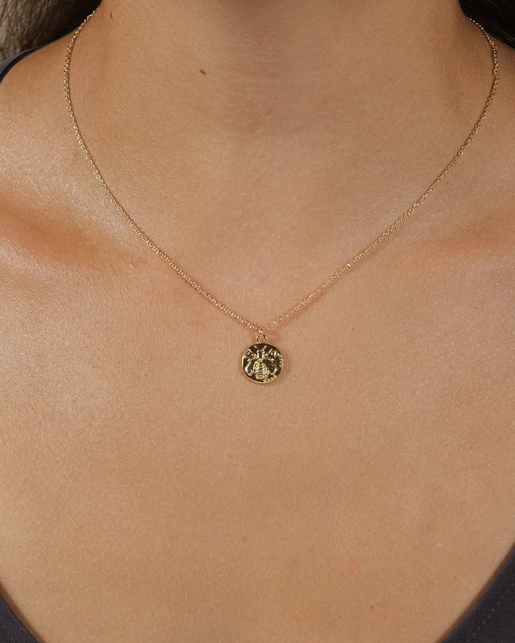 Bee Embossed Pendant Necklace