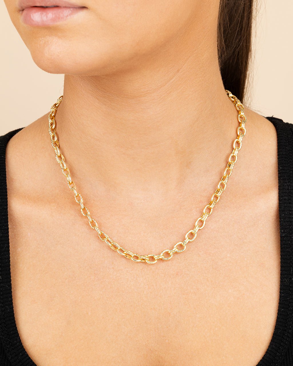 Kamora Textured Chain Link Necklace - Sterling Forever