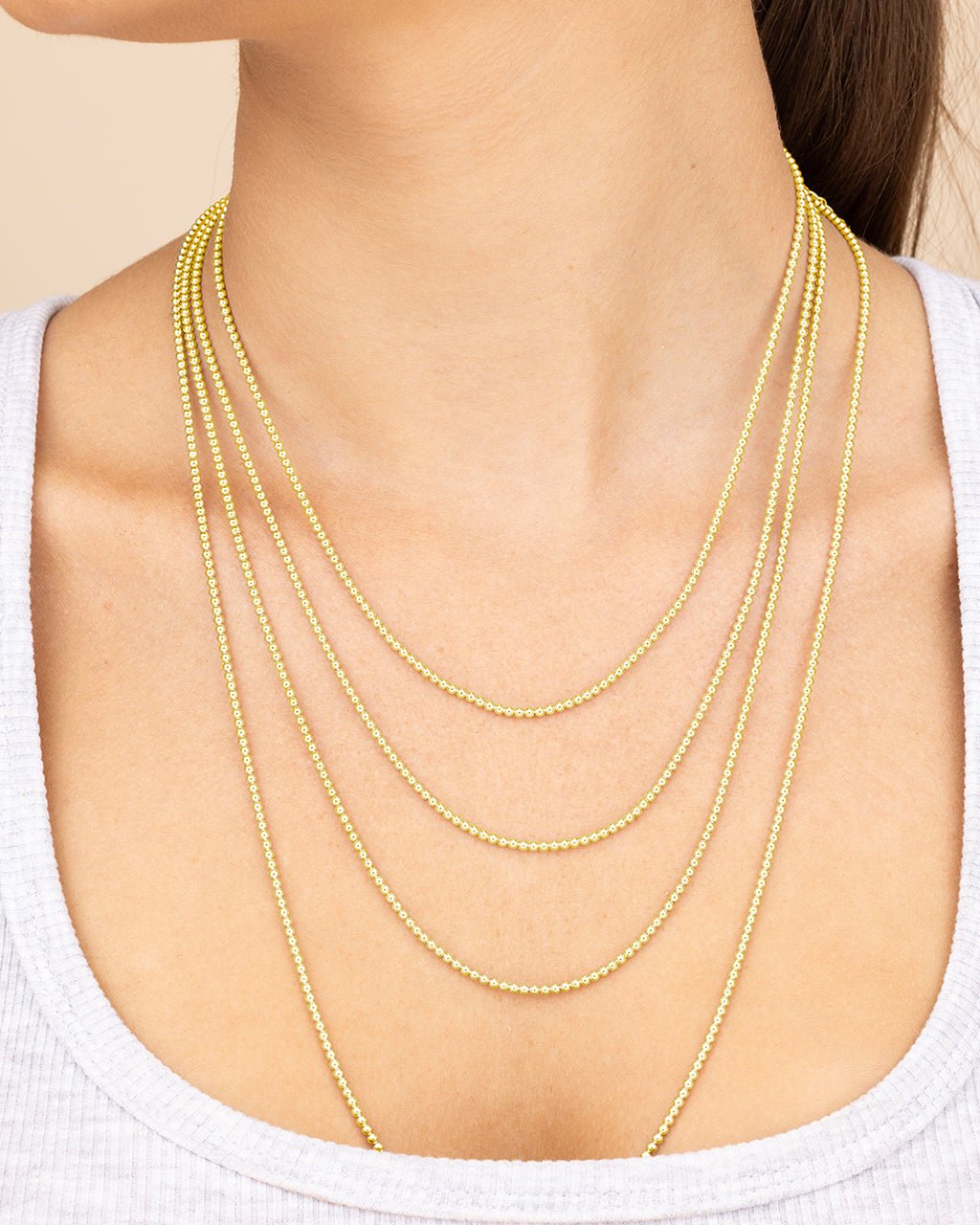 Sterling Silver Basia Dainty Beaded Chain Necklace - Sterling Forever