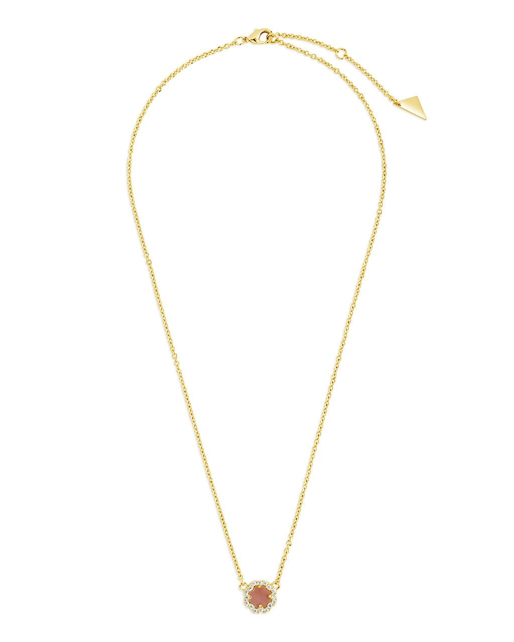 CZ Bezel Rose Petal Pendant Necklace - Sterling Forever