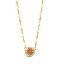 CZ Bezel Rose Petal Pendant Necklace - Sterling Forever