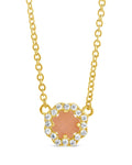 CZ Bezel Rose Petal Pendant Necklace - Sterling Forever
