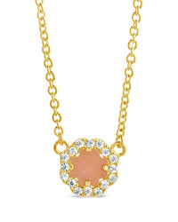 CZ Bezel Rose Petal Pendant Necklace - Sterling Forever
