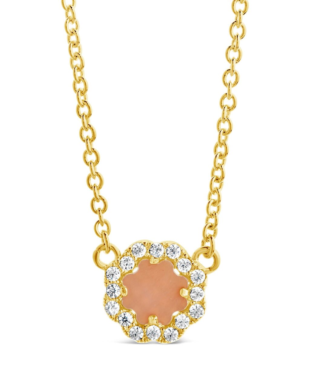 CZ Bezel Rose Petal Pendant Necklace - Sterling Forever