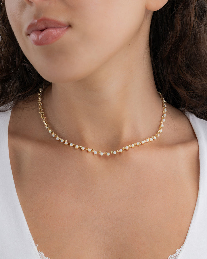Brigid Staggered Opal Tennis Necklace