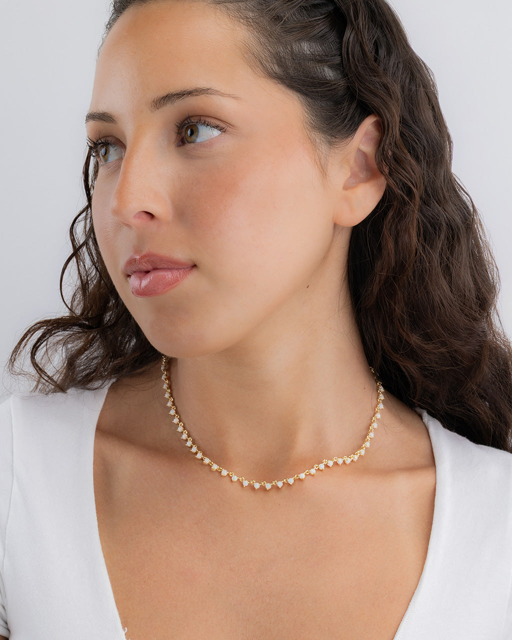 Brigid Staggered Opal Tennis Necklace