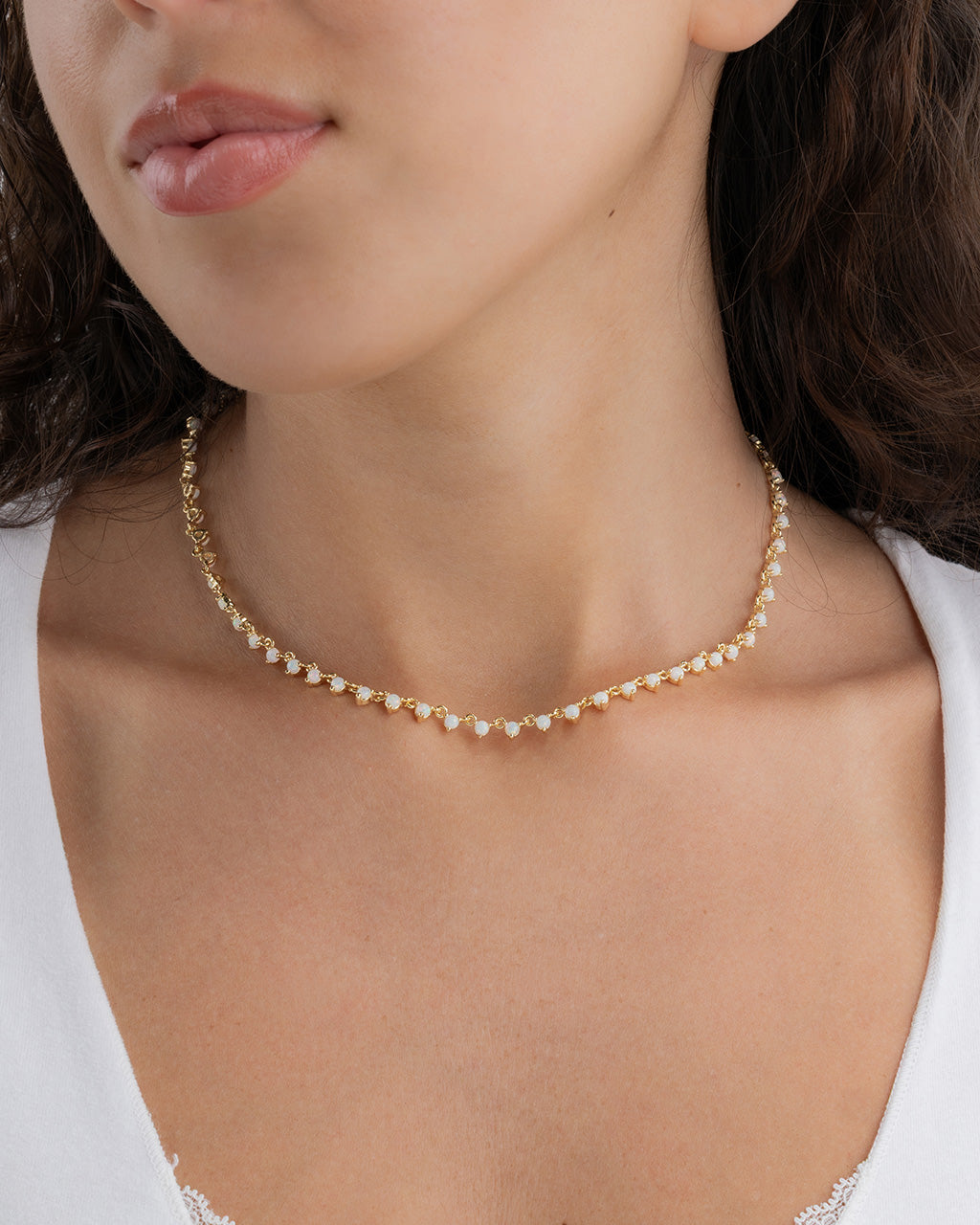 Brigid Staggered Opal Tennis Necklace
