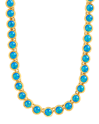 Helene Bezel Carribean Blue Opal Tennis Necklace