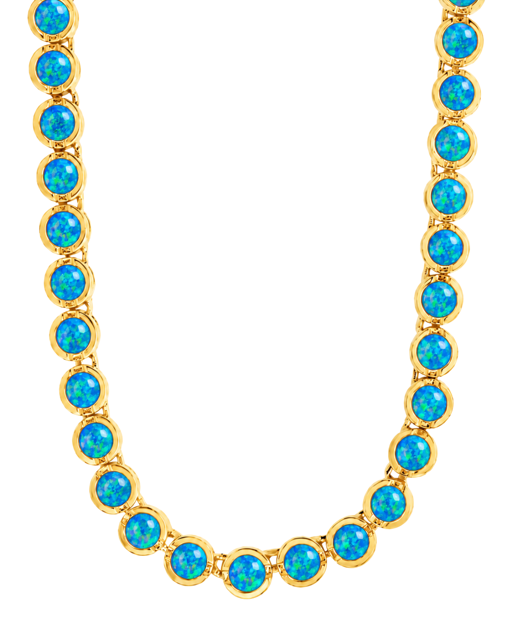 Helene Bezel Carribean Blue Opal Tennis Necklace