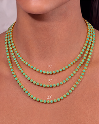 Helene Bezel Turquoise Opal Tennis Necklace