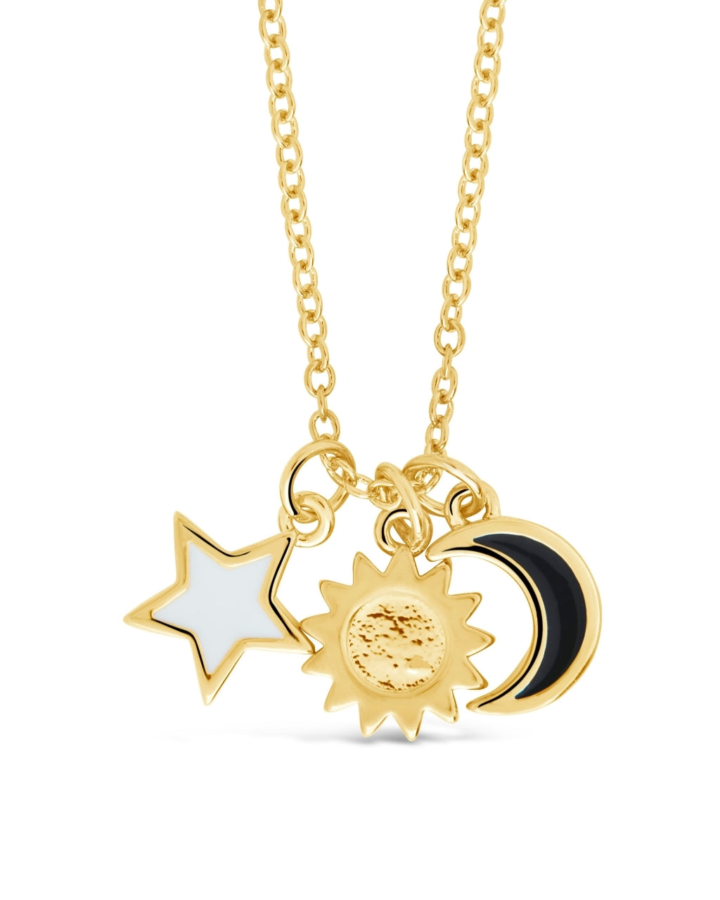 Sun, Star, and Moon Charm Enamel Pendant Necklace