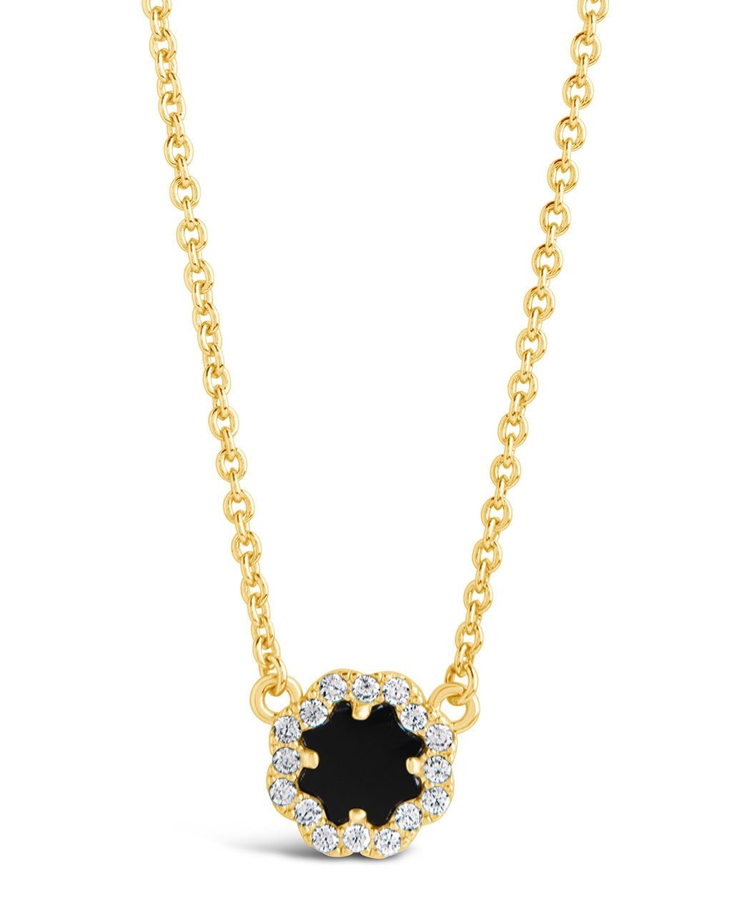CZ Bezel Rose Petal Pendant Necklace - Sterling Forever