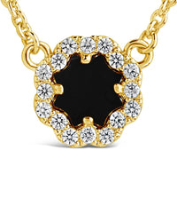 CZ Bezel Rose Petal Pendant Necklace - Sterling Forever